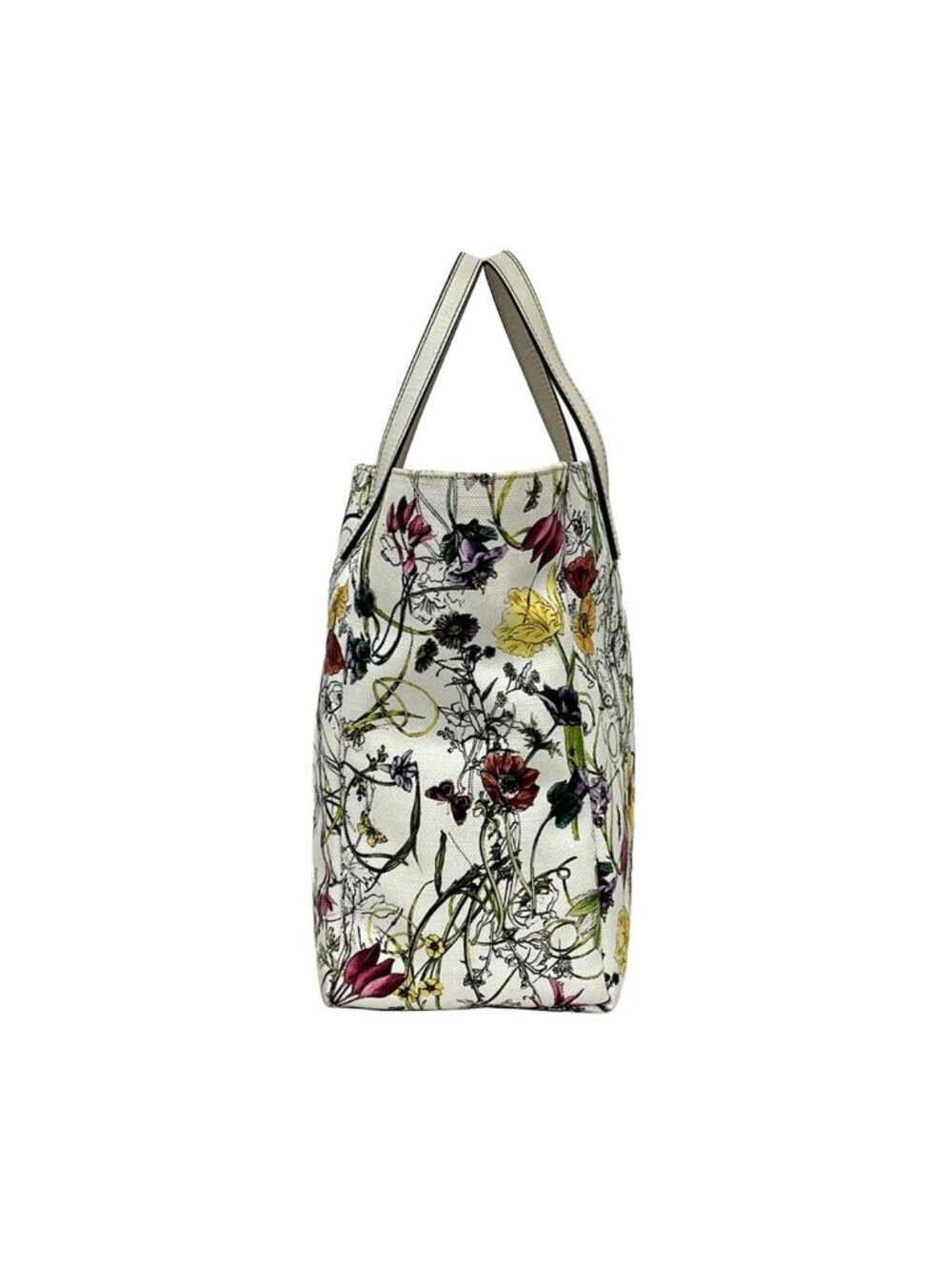 ★SOLD★ Gucci Tote Flora Ivory Green Multi Floral Pattern Leather - Picture 4 of 10